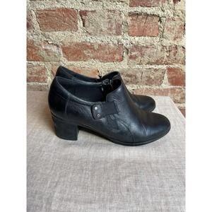 Easy Spirit  Barral Black Leather Ankle Boots Womens 9.5